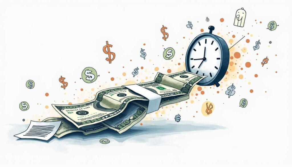 An abstract representation of a life insurance policy transforming into cash